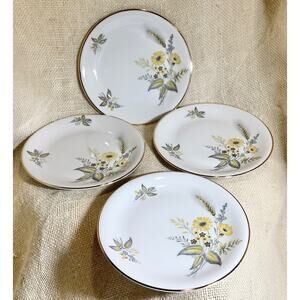 4 EDELSTEIN Bavaria Beatrice yellow gray floral 6 inch appetizer bread plates